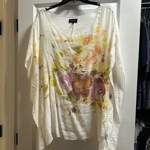 Flowing white floral blouse.  Made by Unique Spectrum.